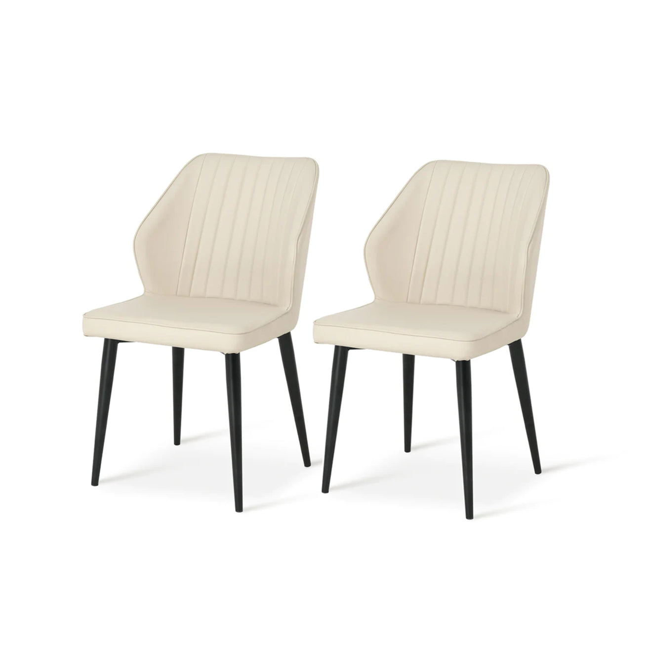 Lot de 2 chaises de salle à manger Aleena en simili-cuir noir avec piètement métal doré - design moderne et intemporel