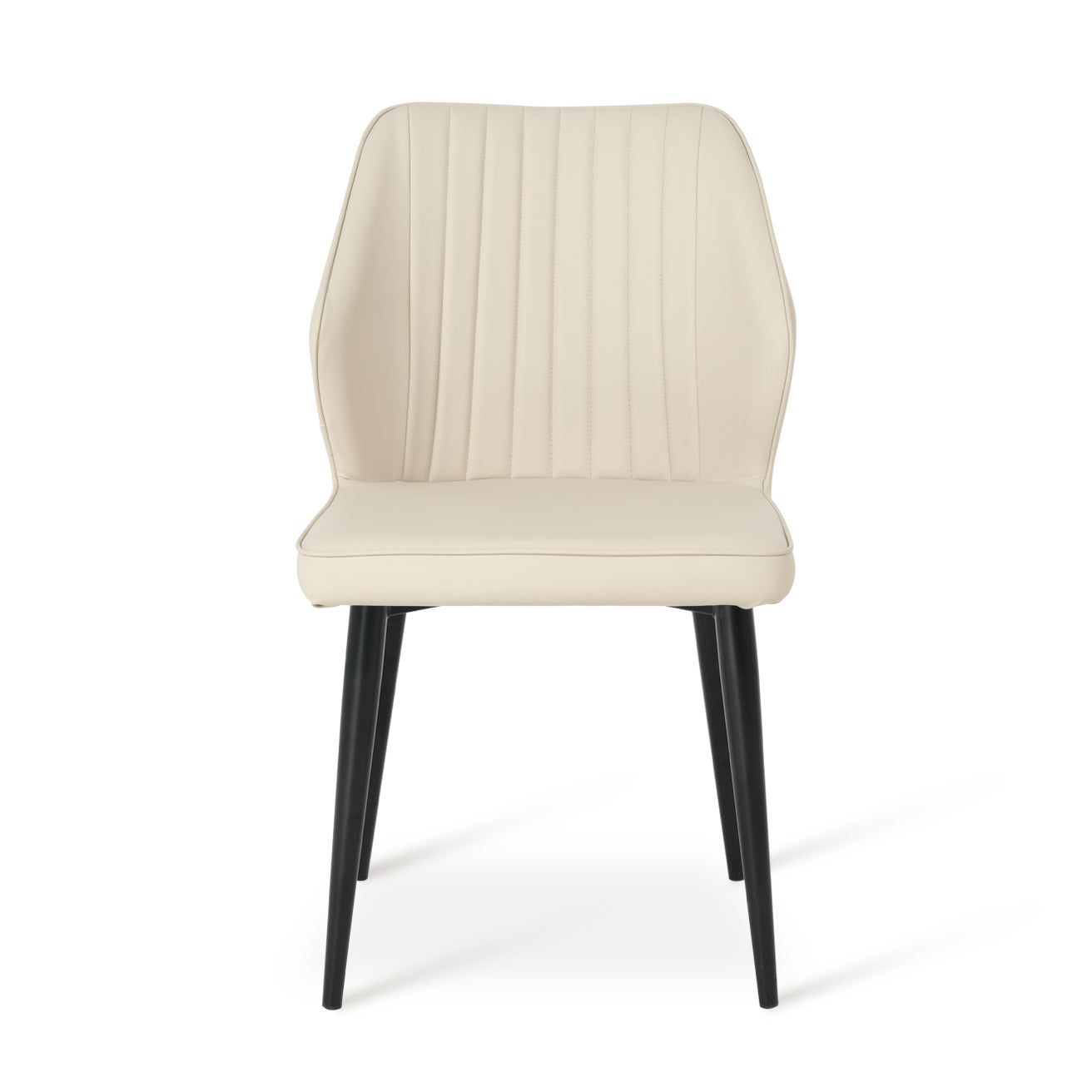 Lot de 2 chaises de salle à manger Aleena en simili-cuir noir avec piètement métal doré - design moderne et intemporel