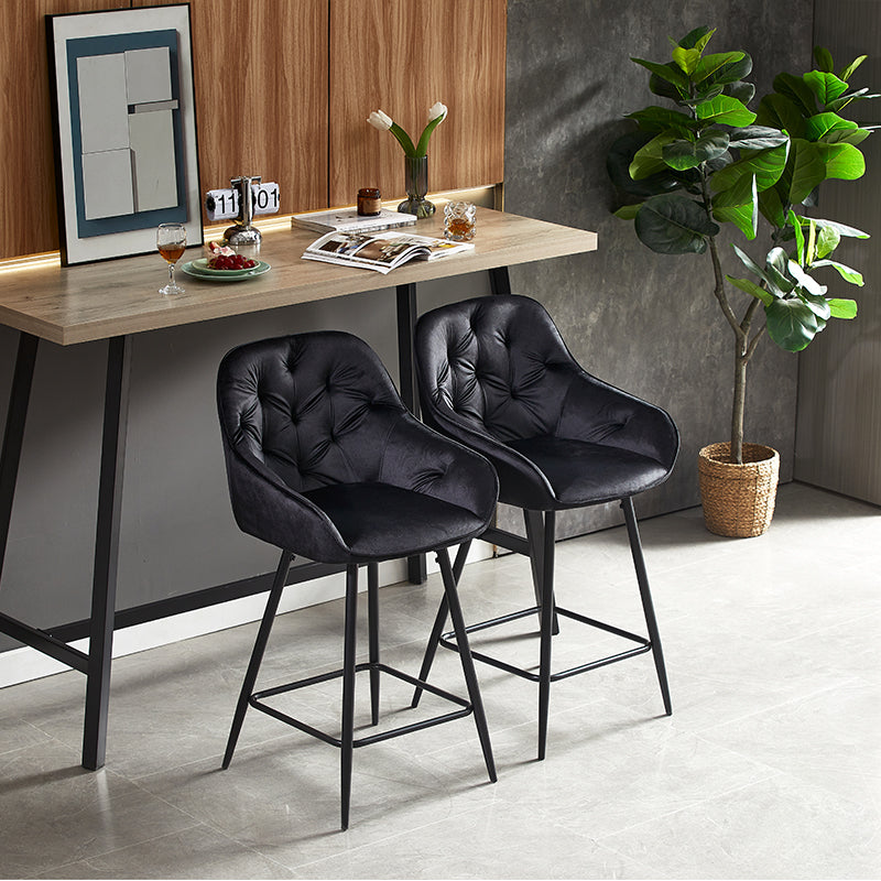 Tabouret de bar design Keaton OFCASA en simili-cuir beige, dossier haut et piètement métal noir – Idéal pour îlots de cuisine modernes