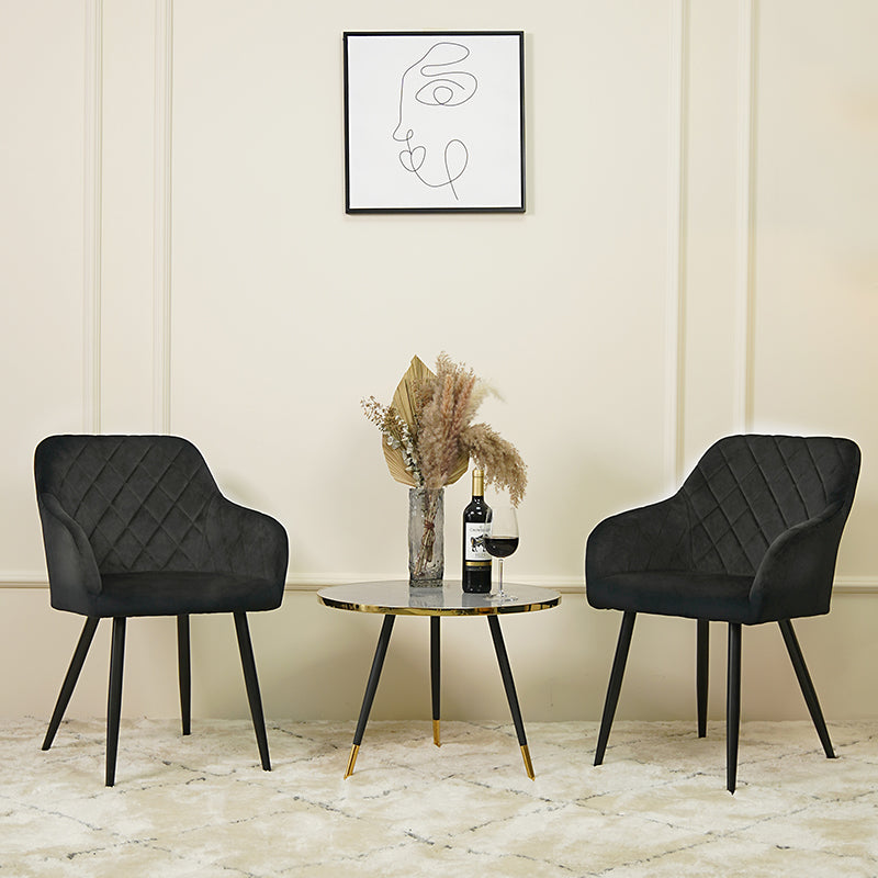 Fauteuil design Frazer en velours gris avec piètement métal doré - Chaise d'appoint moderne pour salon