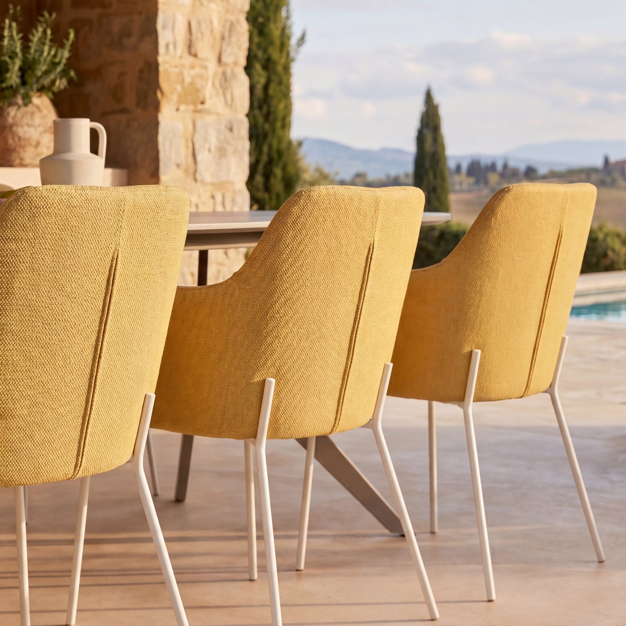 Fauteuil salle à manger Dahlia [Lot de 2] [Tissu effet lin]