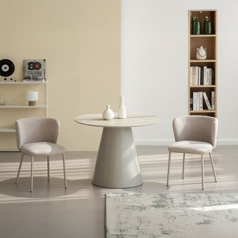 Table à Manger Ronde Elowen et 4 Chaises de Salle à Sanger Karin [Ensemble de salle à manger]