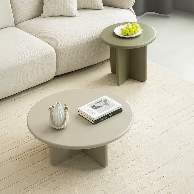 Ensemble de tables basses rondes mates Aine Chelsea [Vert et Beige]