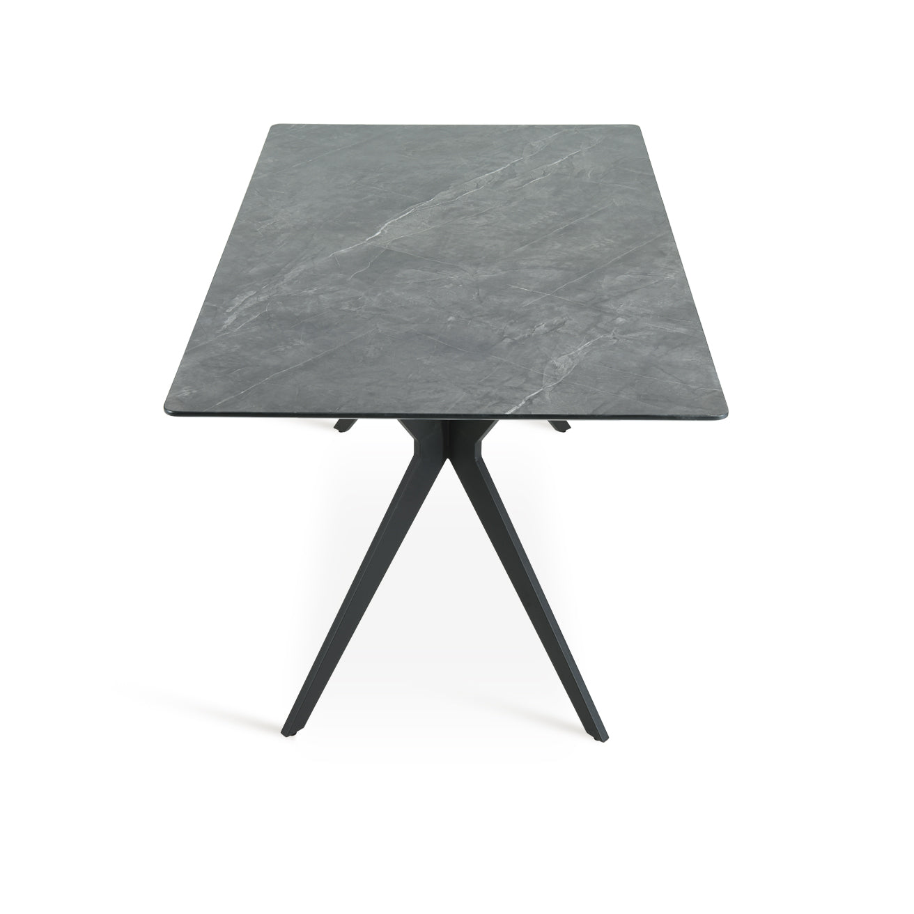 Table de salle à manger Rectangulaire Laila [Marbre gris foncé] [160 cm]