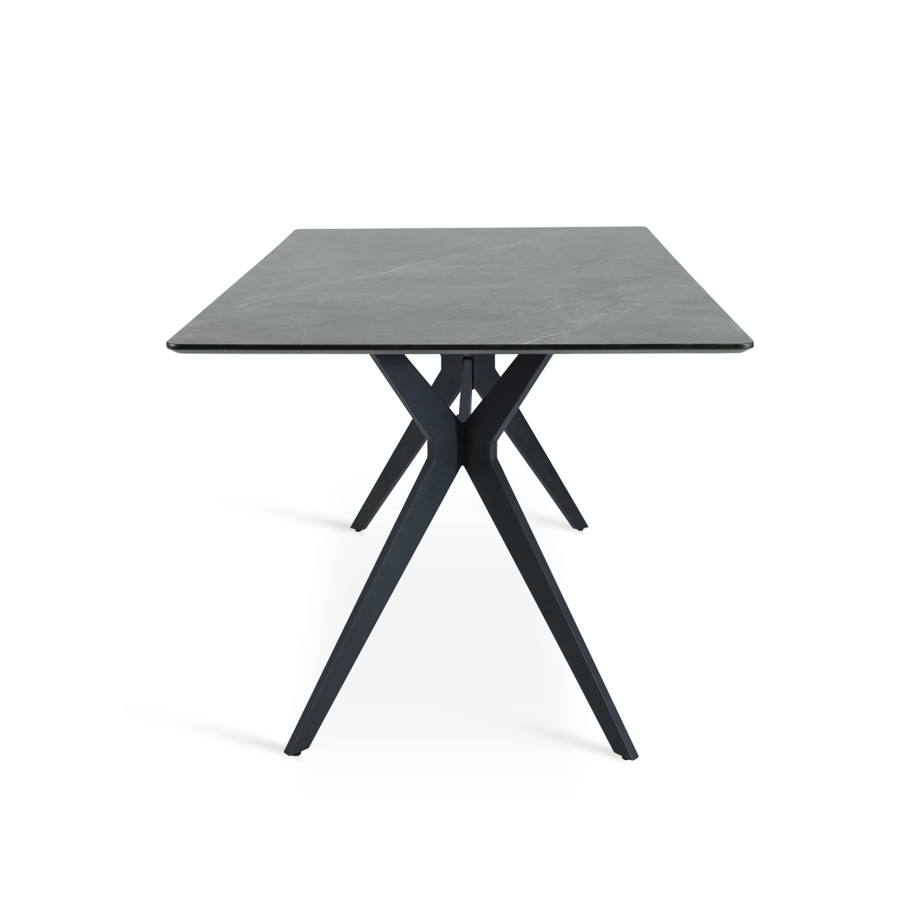 Table de salle à manger Rectangulaire Laila [Marbre gris foncé] [160 cm]