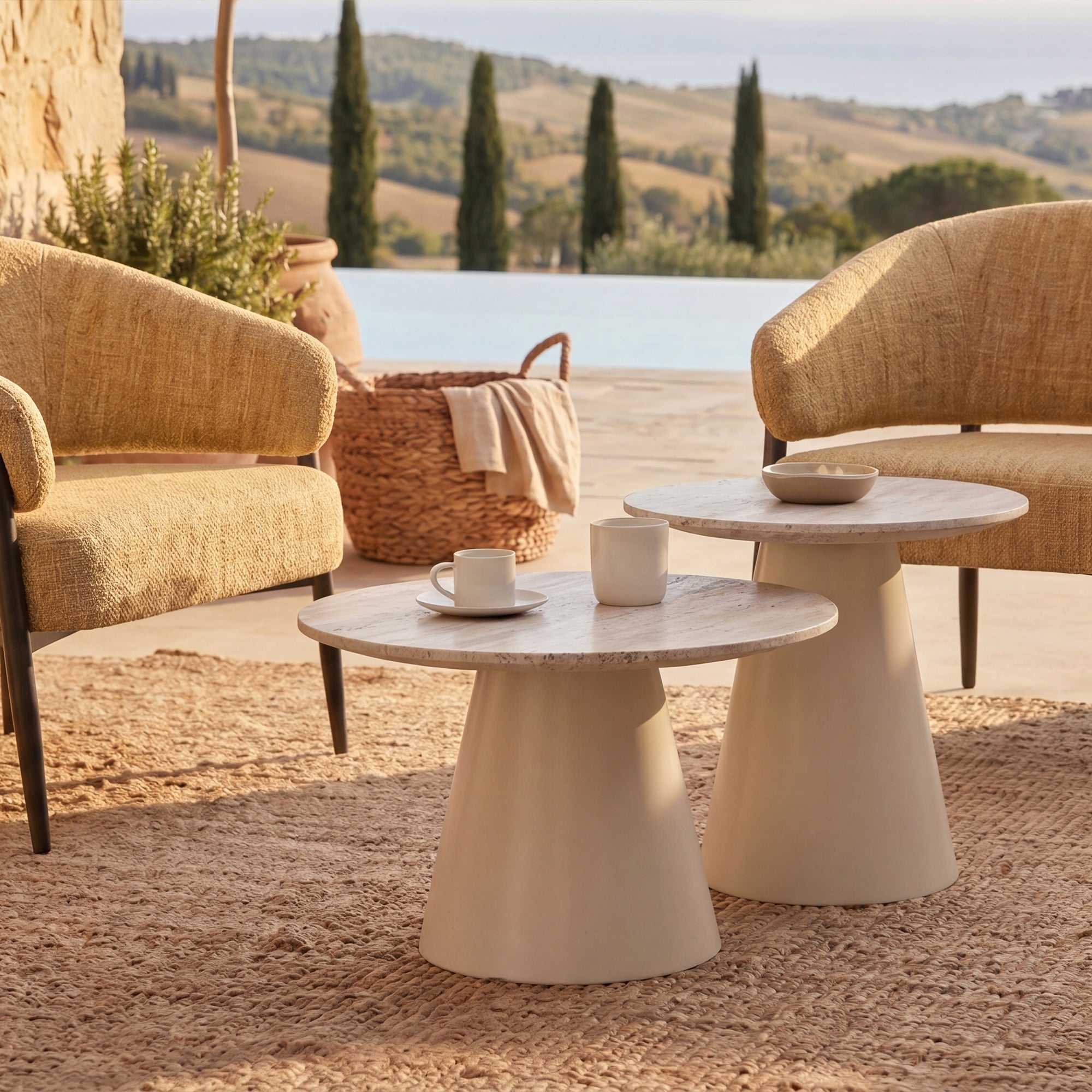 Set de table basse Tottie [Travertin] [45 cm] [60 cm]