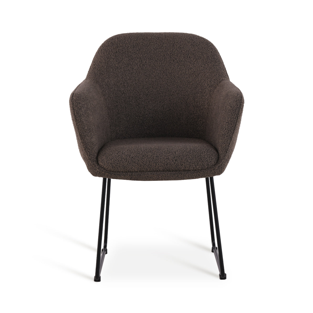 Fauteuil design Neve UDC22123 en velours gris-bleu, dossier incurvé ergonomique et pieds en métal doré. Idéal pour salon moderne ou bureau élégant. Profondeur d'assise généreuse (55cm) et structure stable.