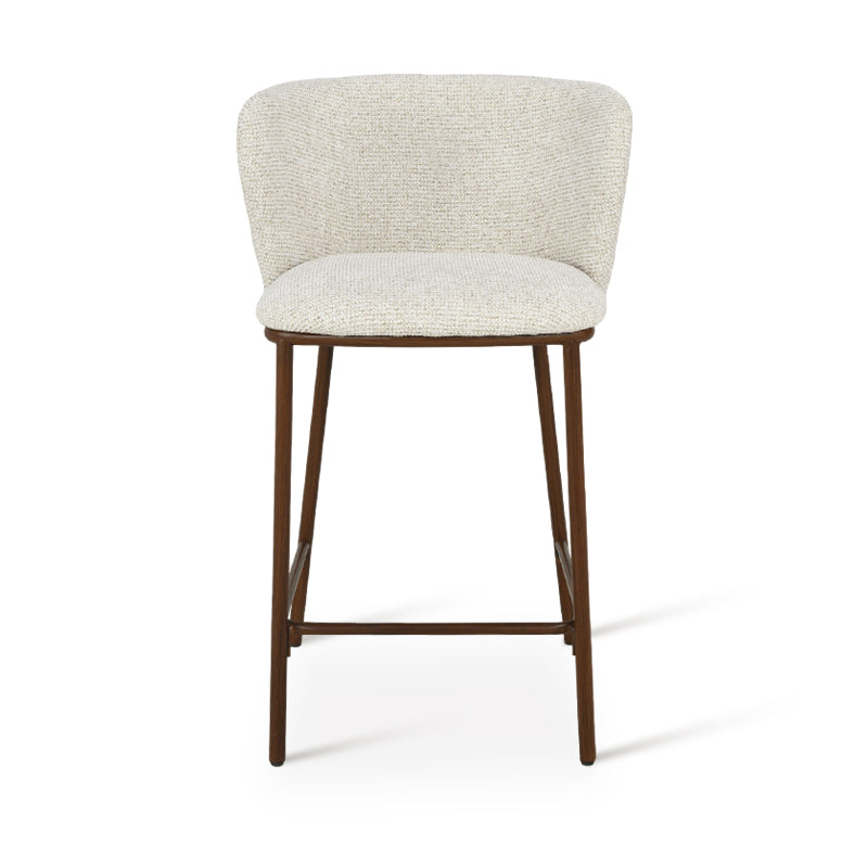 Tabouret de Bar Karin [Lot de 2] [Tissu Bouclette & lin] [65 cm]