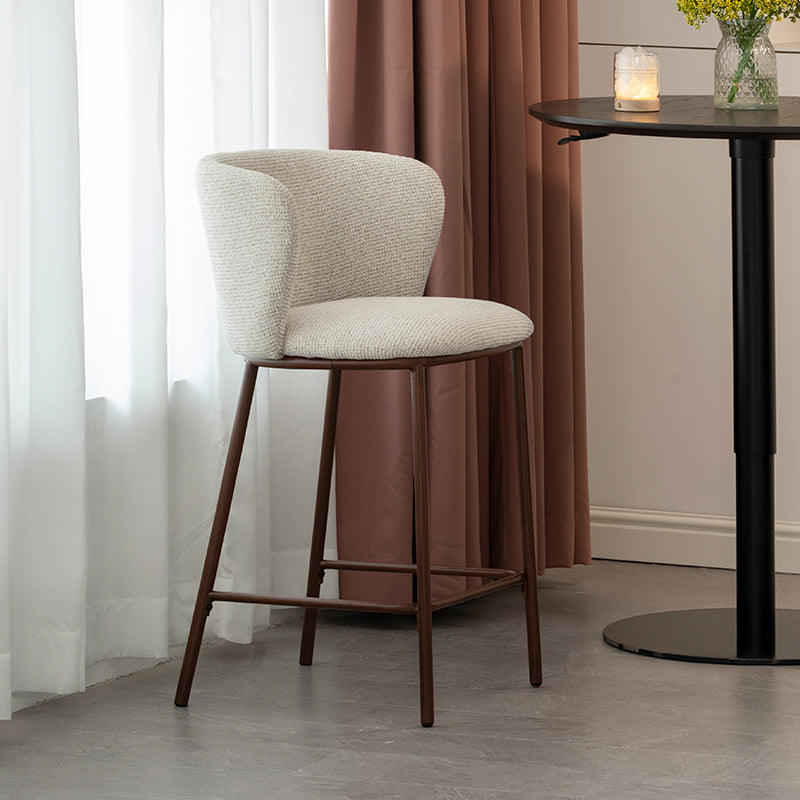 Tabouret de Bar Karin [Lot de 2] [Tissu Bouclette & lin] [65 cm]