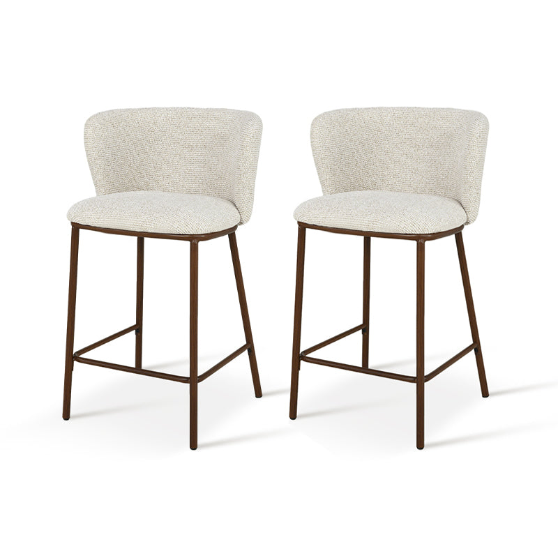Tabouret de Bar Karin [Lot de 2] [Tissu Bouclette & lin] [65 cm]