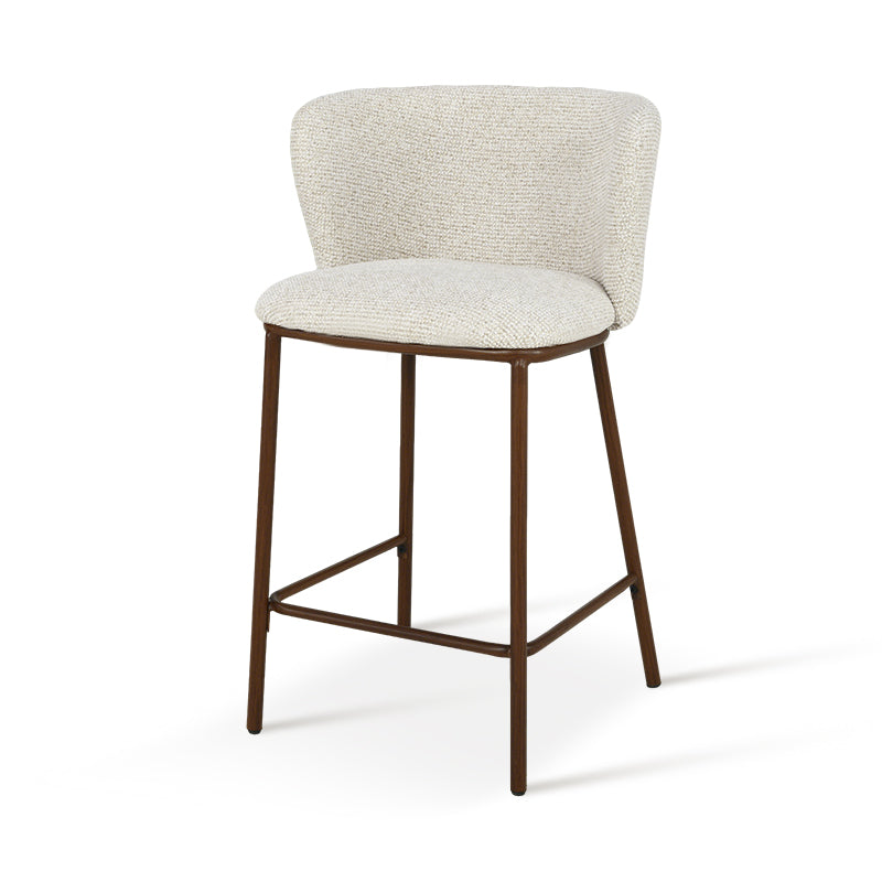 Tabouret de Bar Karin [Lot de 2] [Tissu Bouclette & lin] [65 cm]