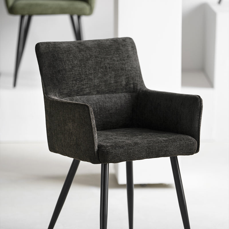 Fauteuil salle à manger Kaya [Lot de 2] [Tissu en lin]