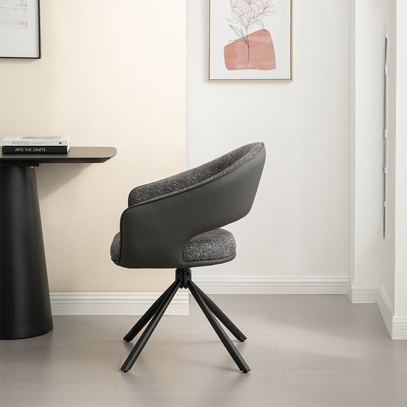 Fauteuil salle à manger Pivotant à 180° Bronywn [Lot de 2] [Tissu en lin & Simili cuir]