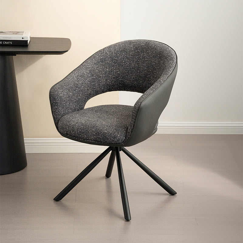 Fauteuil salle à manger Pivotant à 180° Bronywn [Lot de 2] [Tissu en lin & Simili cuir]