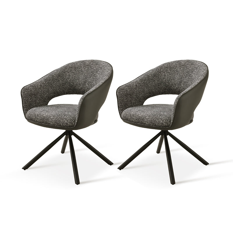 Fauteuil salle à manger Pivotant à 180° Bronywn [Lot de 2] [Tissu en lin & Simili cuir]