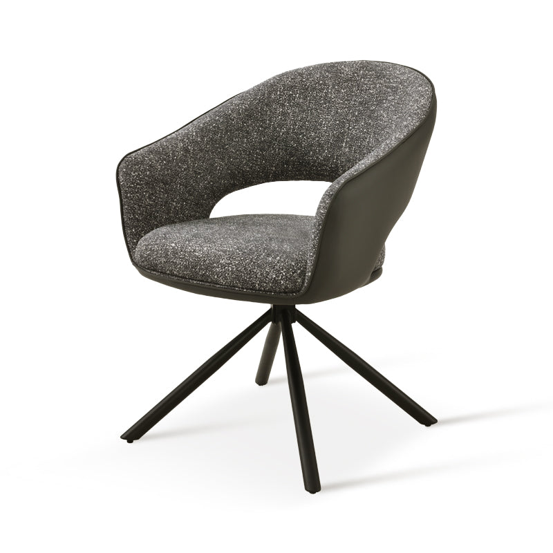 Fauteuil salle à manger Pivotant à 180° Bronywn [Lot de 2] [Tissu en lin & Simili cuir]