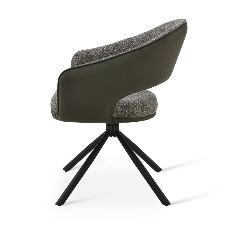 Fauteuil salle à manger Pivotant à 180° Bronywn [Lot de 2] [Tissu en lin & Simili cuir]