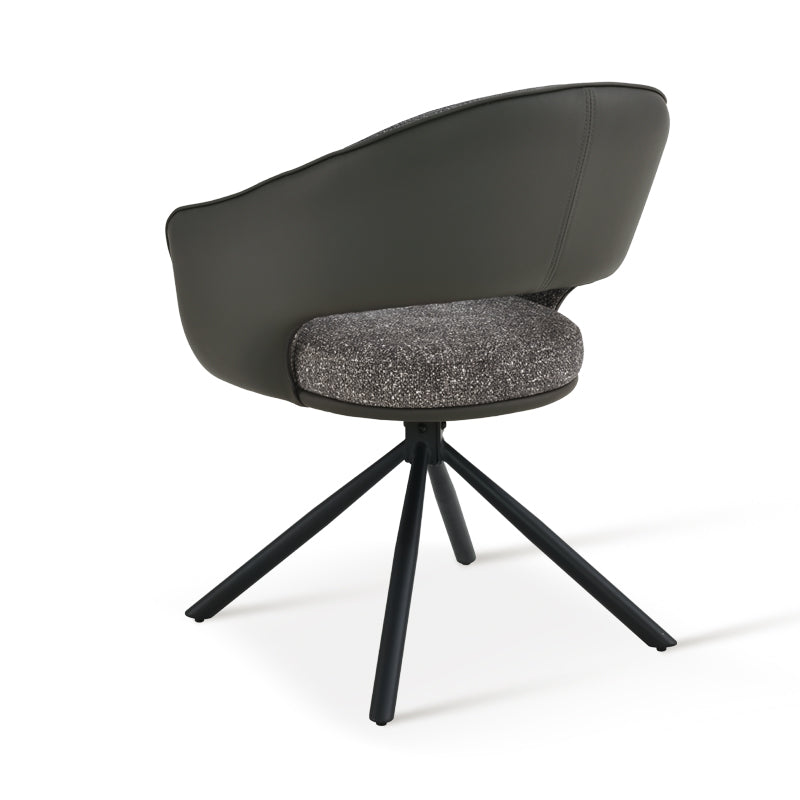 Fauteuil salle à manger Pivotant à 180° Bronywn [Lot de 2] [Tissu en lin & Simili cuir]
