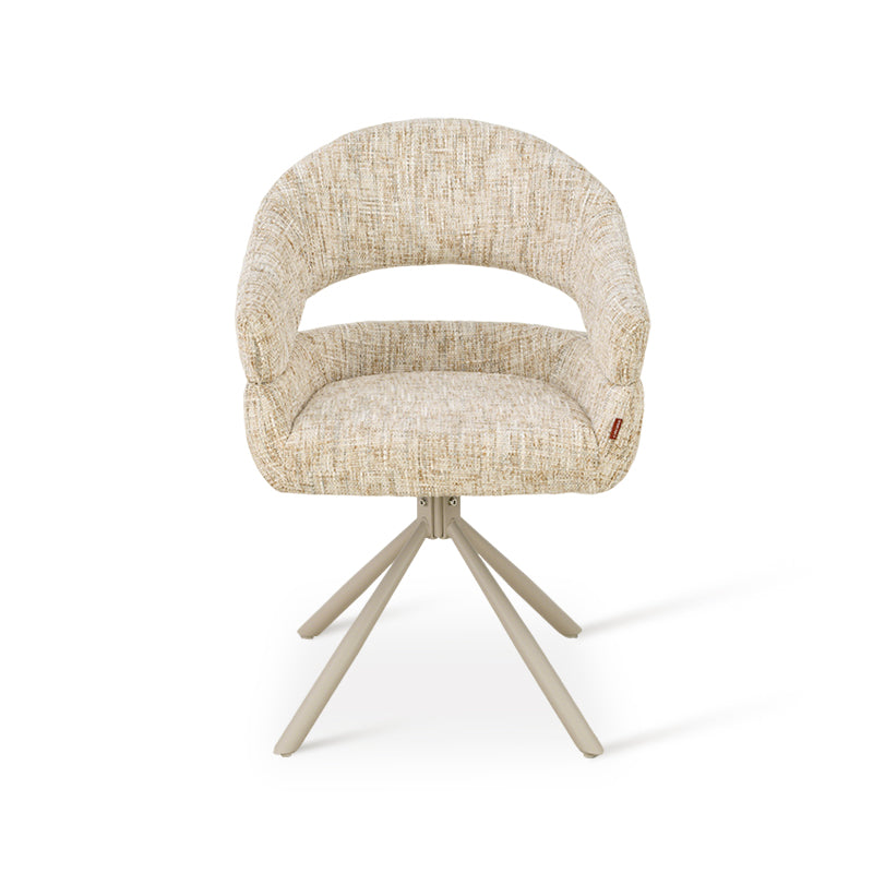Fauteuil salle à manger pivotantes à 360° Briar Sleek [Lot de 1] [Tissu effet lin]