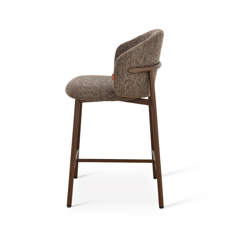 Tabouret de Bar Valda [Lot de 1] [Tissu effet lin] [65 cm]