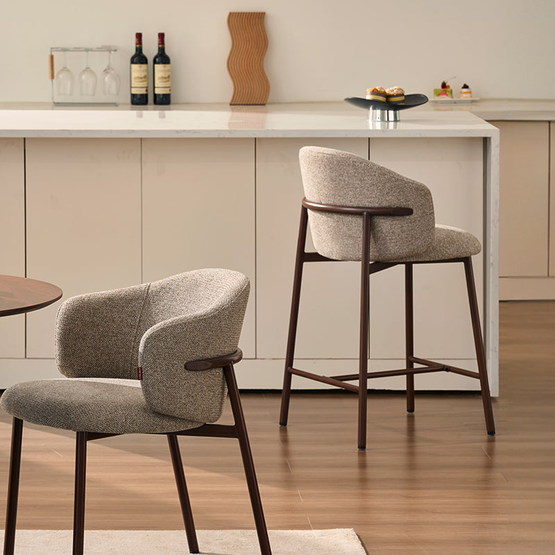 Tabouret de Bar Valda [Lot de 1] [Tissu effet lin] [65 cm]