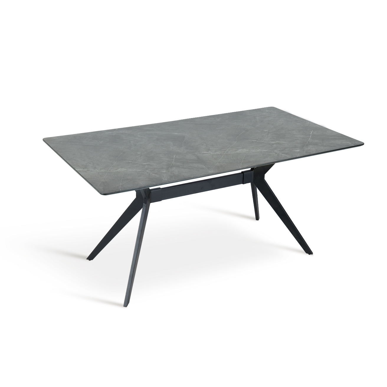 Plateau de la table Laila en mélamine imitation marbre gris, anti-rayures et facile à nettoyer