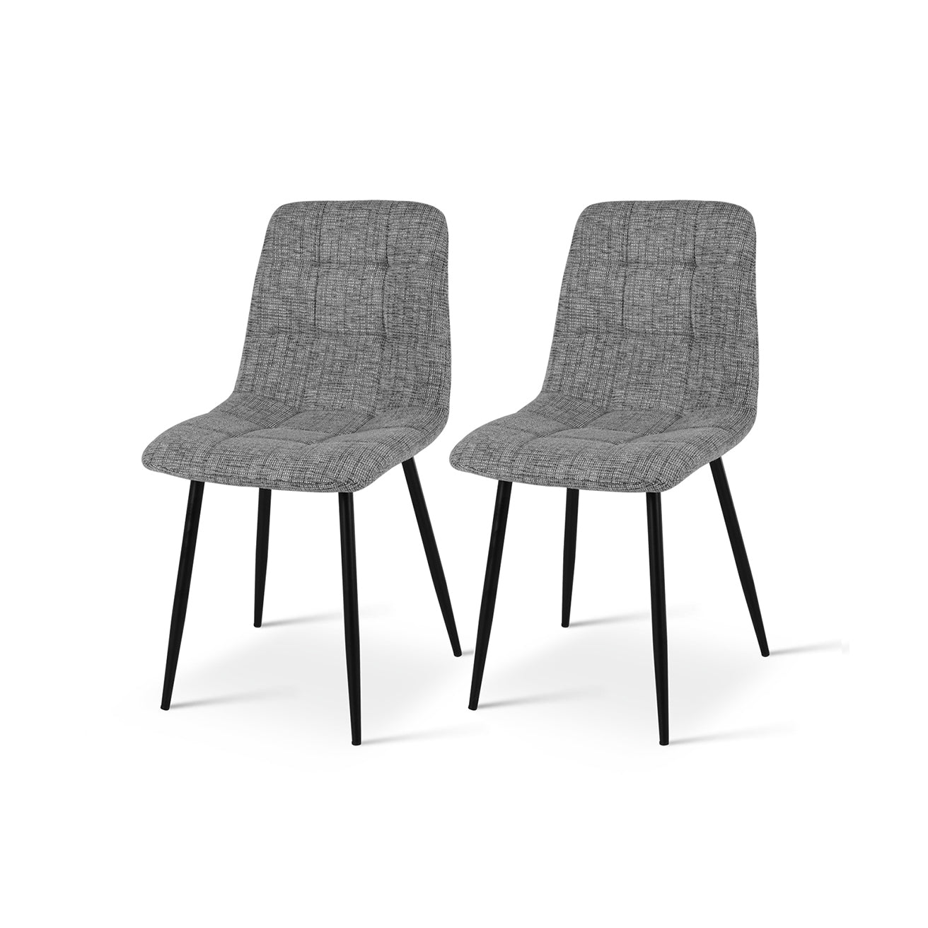 Découvrez le lot de 3 chaises de salle à manger OFCASA Aoife en tissu lin aux couleurs assorties : un design moderne avec assise confortableavec motif matelassé à carreaux, pieds en métal robustes et montage facile — parfait pour un intérieur contemporain.