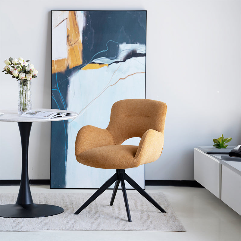 Découvrez les fauteuils de salle à manger pivotants Freya d’OFCASA : assise en lin doux sur une base pivotante à 360°. Idéal pour les cuisines, les bureaux à domicile ou les coins repas cosy.