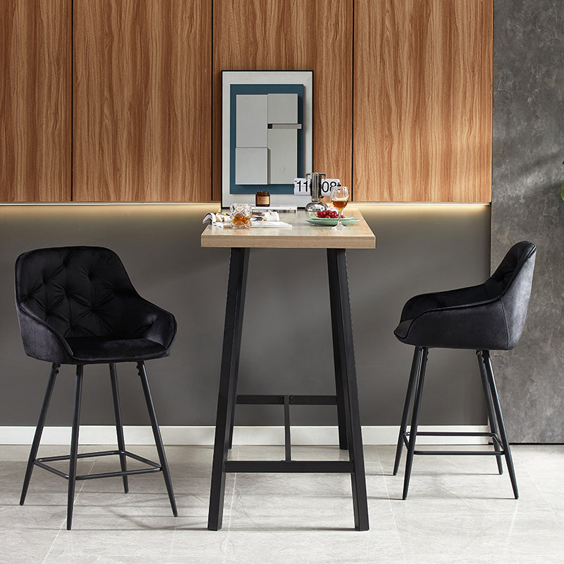 Tabouret de bar design Keaton OFCASA en simili-cuir beige, dossier haut et piètement métal noir – Idéal pour îlots de cuisine modernes