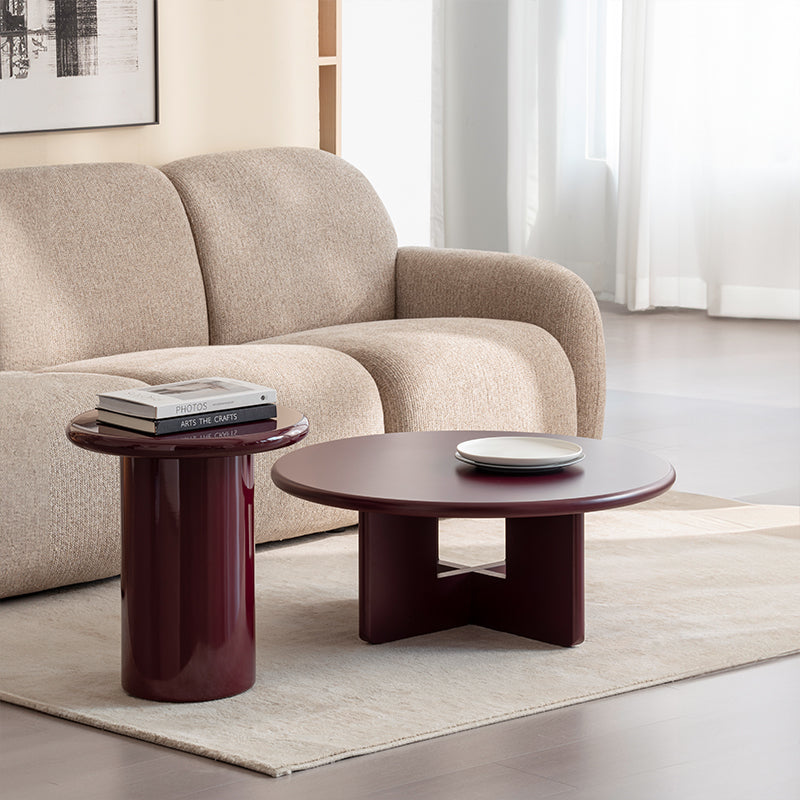 Ensemble table basse ronde Aine Chelsea [Rouge pourpre][Brillant et mat]