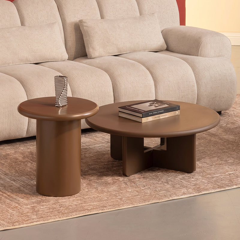 Ensemble de table basse ronde Aine Orin [Marron][Mat]