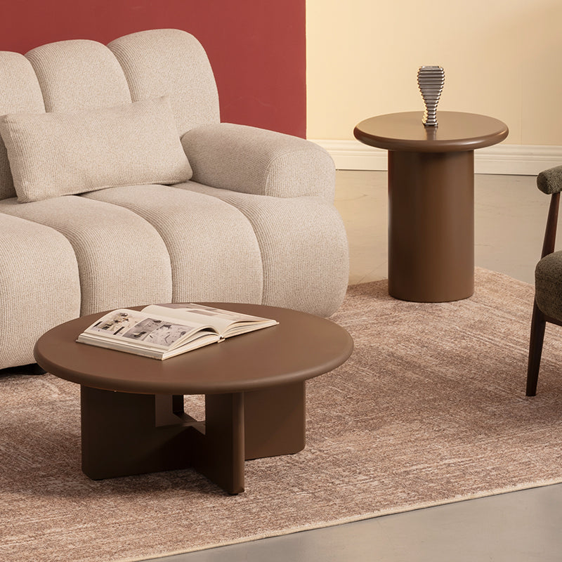 Ensemble de table basse ronde Aine Orin [Marron][Mat]