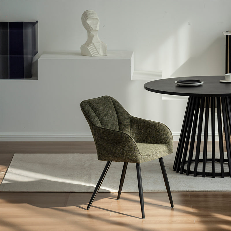 Table à manger ronde Verónica et 4 fauteuils Sienna Garden [Ensemble de salle à manger]