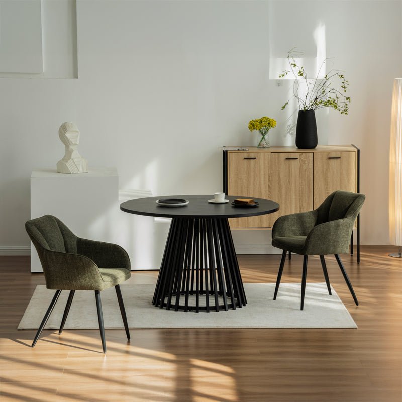 Table à manger ronde Verónica et 4 fauteuils Sienna Garden [Ensemble de salle à manger]