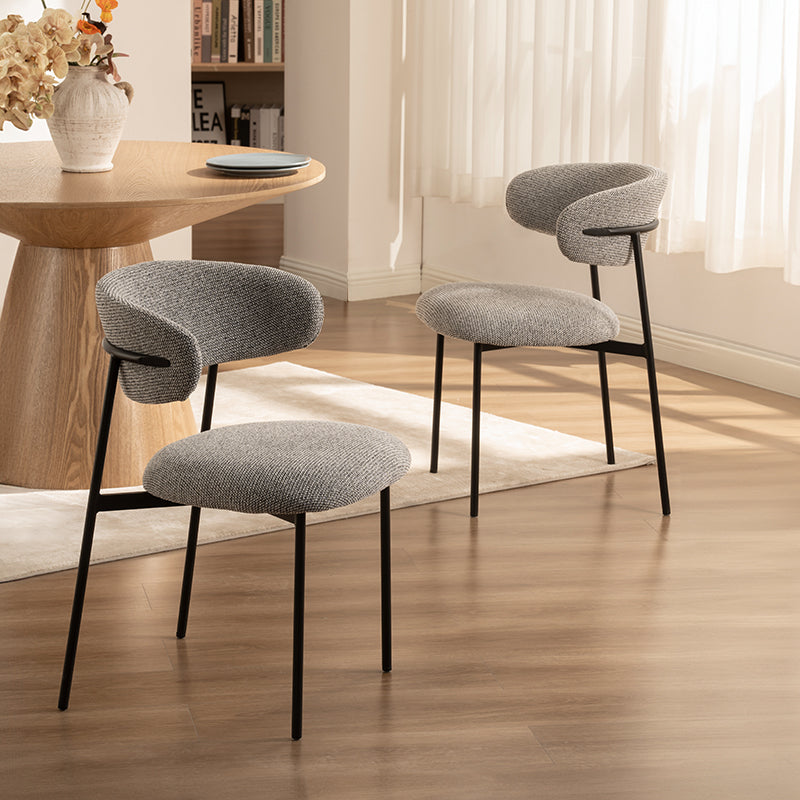 Chaise de salle à manger Zahra [Lot de 2] [Tissu Boucle][Tissu effet lin] [⌀ 1.9 cm]