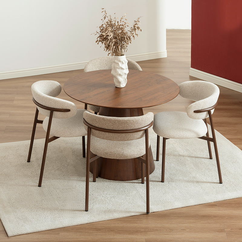 Table de salle à manger ronde Elowen et 4 Chaise de salle à manger Zahra S  [Ensemble de Salle à Manger]