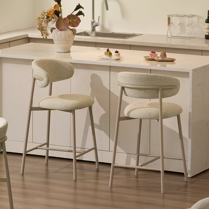 Tabouret de Bar Zahra S [Lot de 2] [Tissu effet lin] [65 cm] [⌀ 2.5 cm]