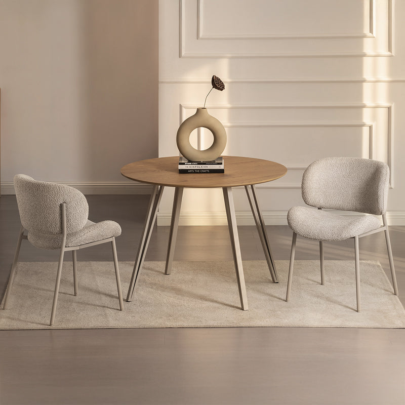 Chaise de Salle à Manger Hadley [Lot de 2] [Beige] [Tissu Bouclette]