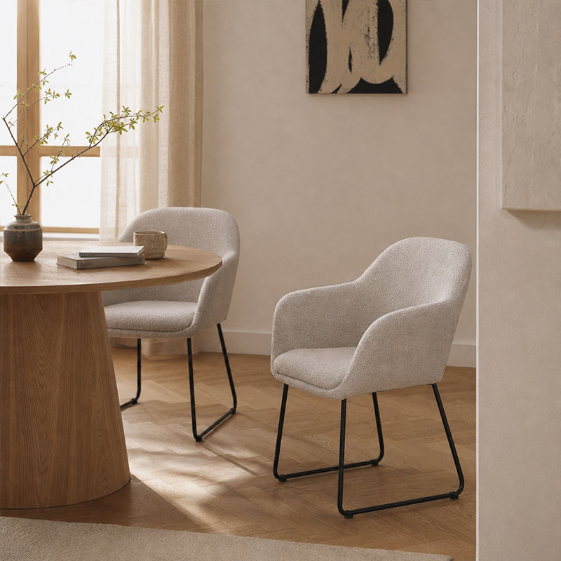 Fauteuil salle à manger Neve [Lot de 2] [Tissu Bouclette]