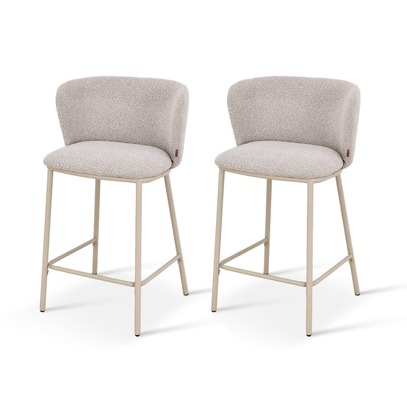 Tabouret de Bar Karin [Lot de 2] [Tissu effet lin et bouclé] [65 cm]