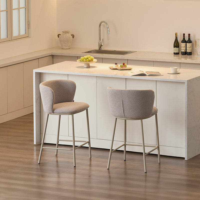 Tabouret de Bar Karin [Lot de 2] [Tissu effet lin et bouclé] [65 cm]