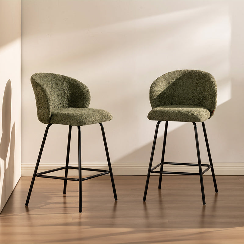 Tabouret de Bar Yasin [Lot de 2] [Tissu Bouclette] [65 cm]