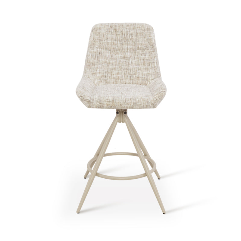 Tabouret de Bar Farah [Lot de 2] [Tissu en lin] [67 cm] [Retour automatique ] [Pivotant à 180°]