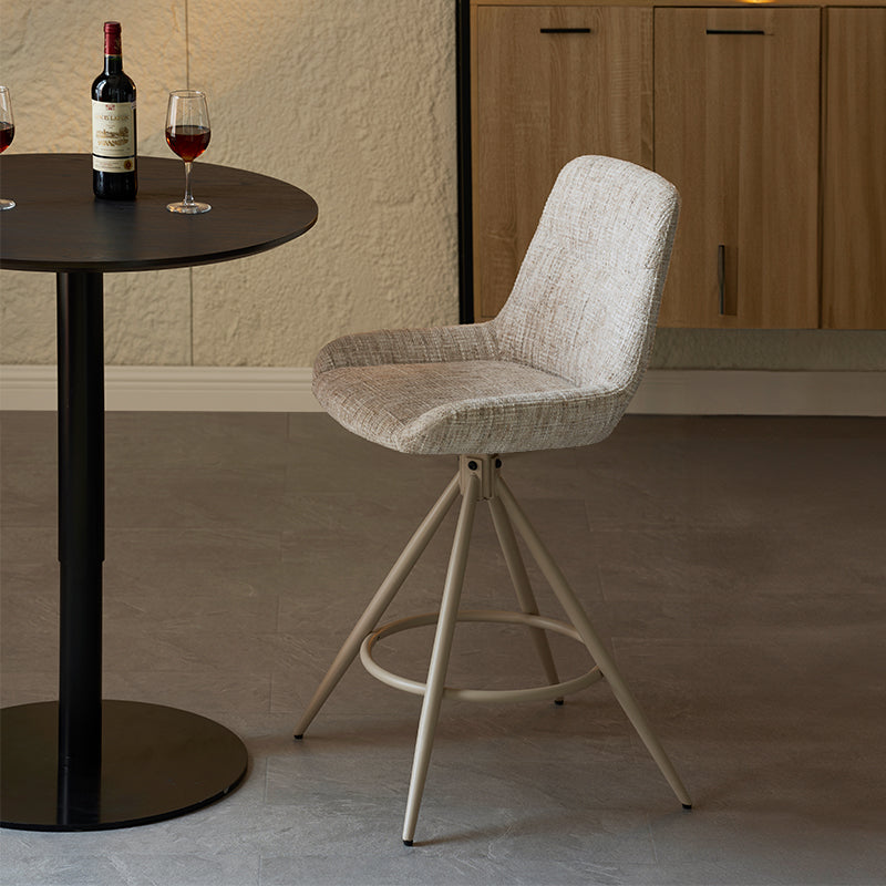 Tabouret de Bar Farah [Lot de 2] [Tissu en lin] [67 cm] [Retour automatique ] [Pivotant à 180°]
