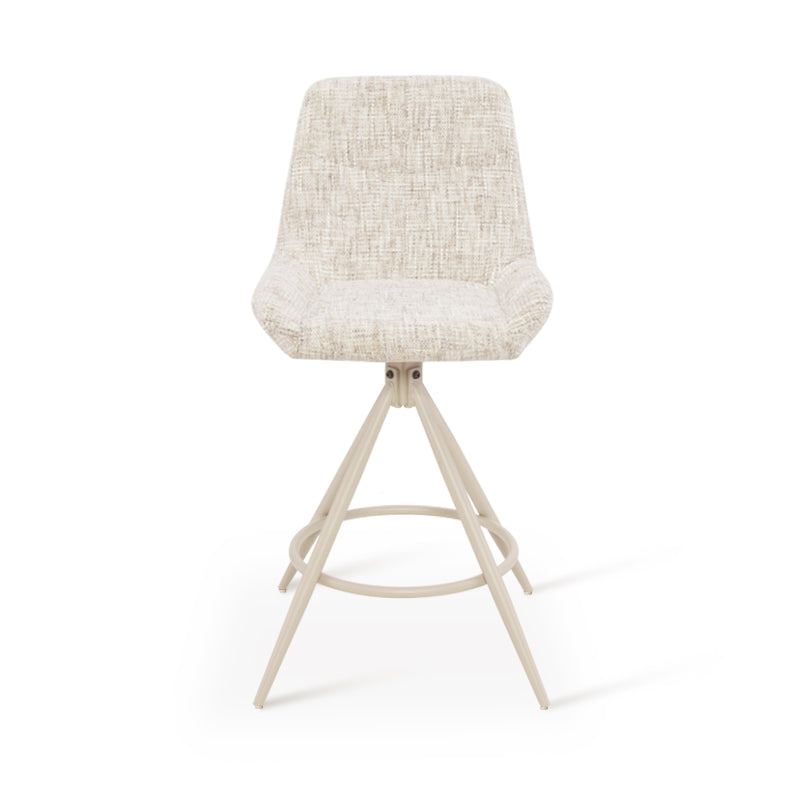 Tabouret de Bar Farah [Lot de 2] [Tissu effet lin] [67 cm] [Retour automatique ] [Pivotant à 180°]