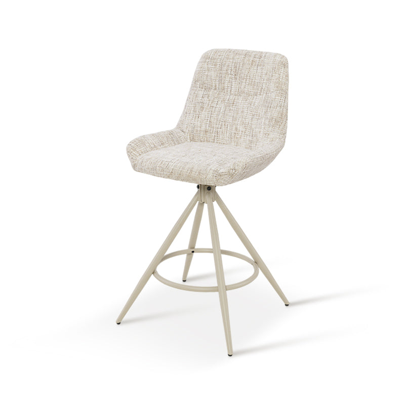 Tabouret de Bar Farah [Lot de 2] [Tissu en lin] [67 cm] [Retour automatique ] [Pivotant à 180°]