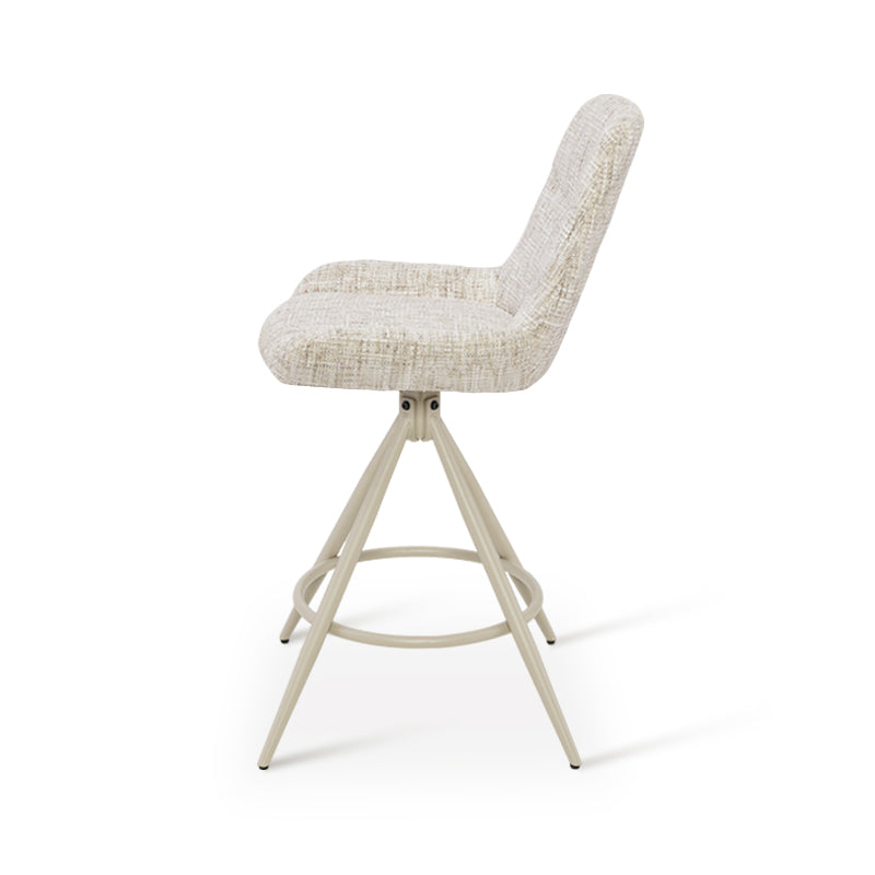 Tabouret de Bar Farah [Lot de 2] [Tissu en lin] [67 cm] [Retour automatique ] [Pivotant à 180°]