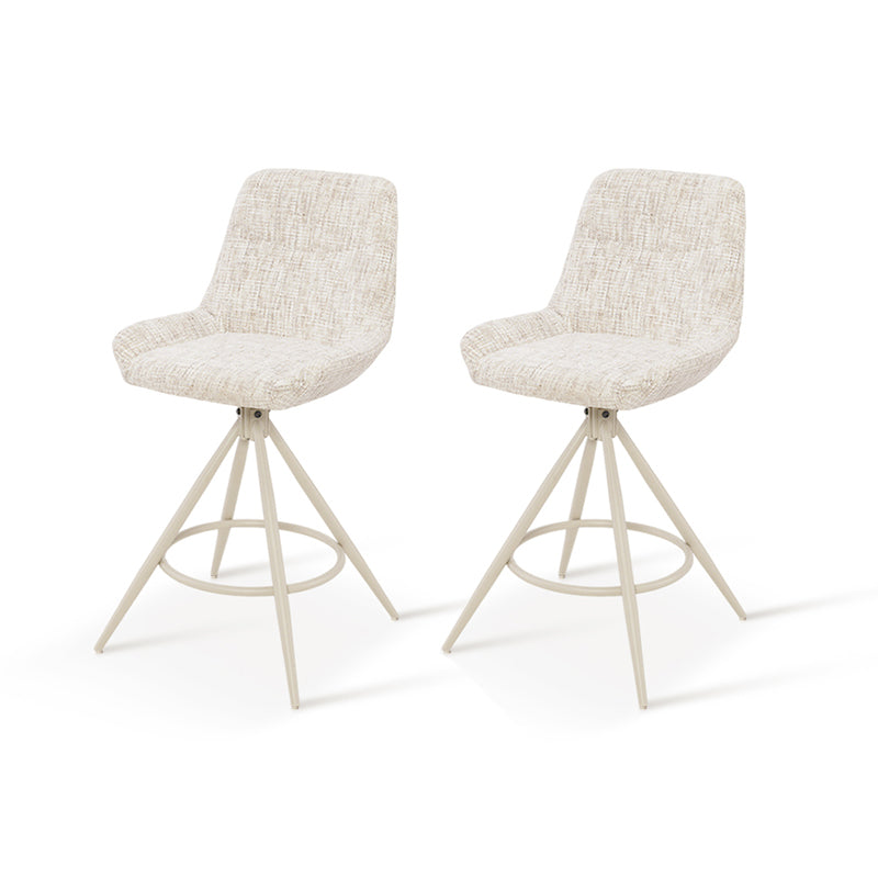 Tabouret de Bar Farah [Lot de 2] [Tissu effet lin] [67 cm] [Retour automatique ] [Pivotant à 180°]