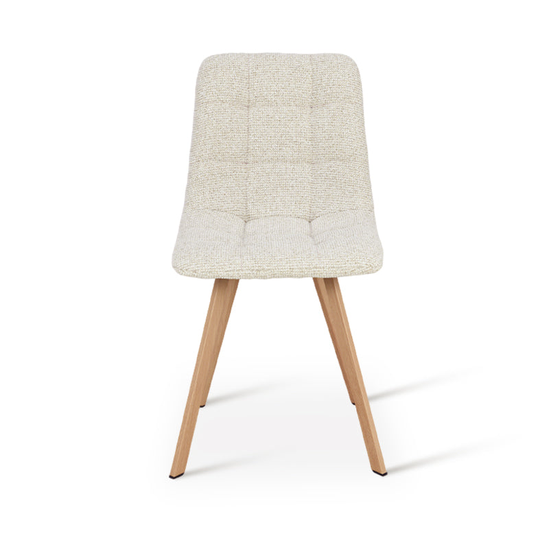 Chaise de salle à manger Aoife Sleek [Lot de 2] [Tissu en lin] [Pieds en métal en chêne]