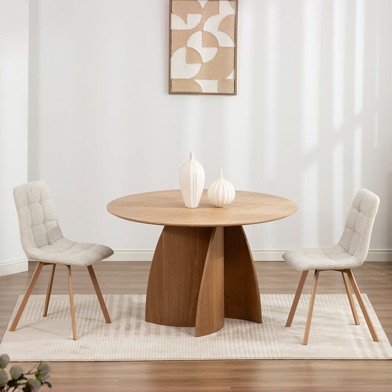 Chaise de salle à manger Aoife Sleek [Lot de 2] [Tissu en lin] [Pieds en métal en chêne]